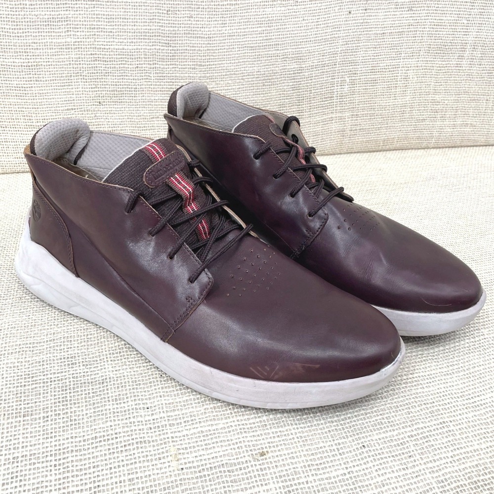 Timberland Seneca Bay Chukka Mens 13 Burgundy Leather Boot A42ES Mid Top Sneaker